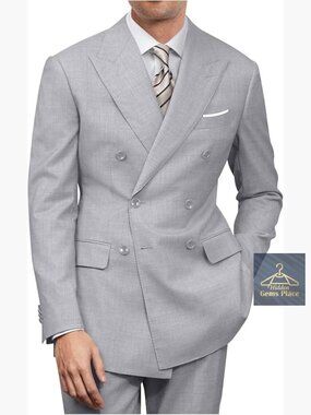 Men's Double Breasted Slim Fit Suit Jacket and Dress Pants 2 Piece Set
